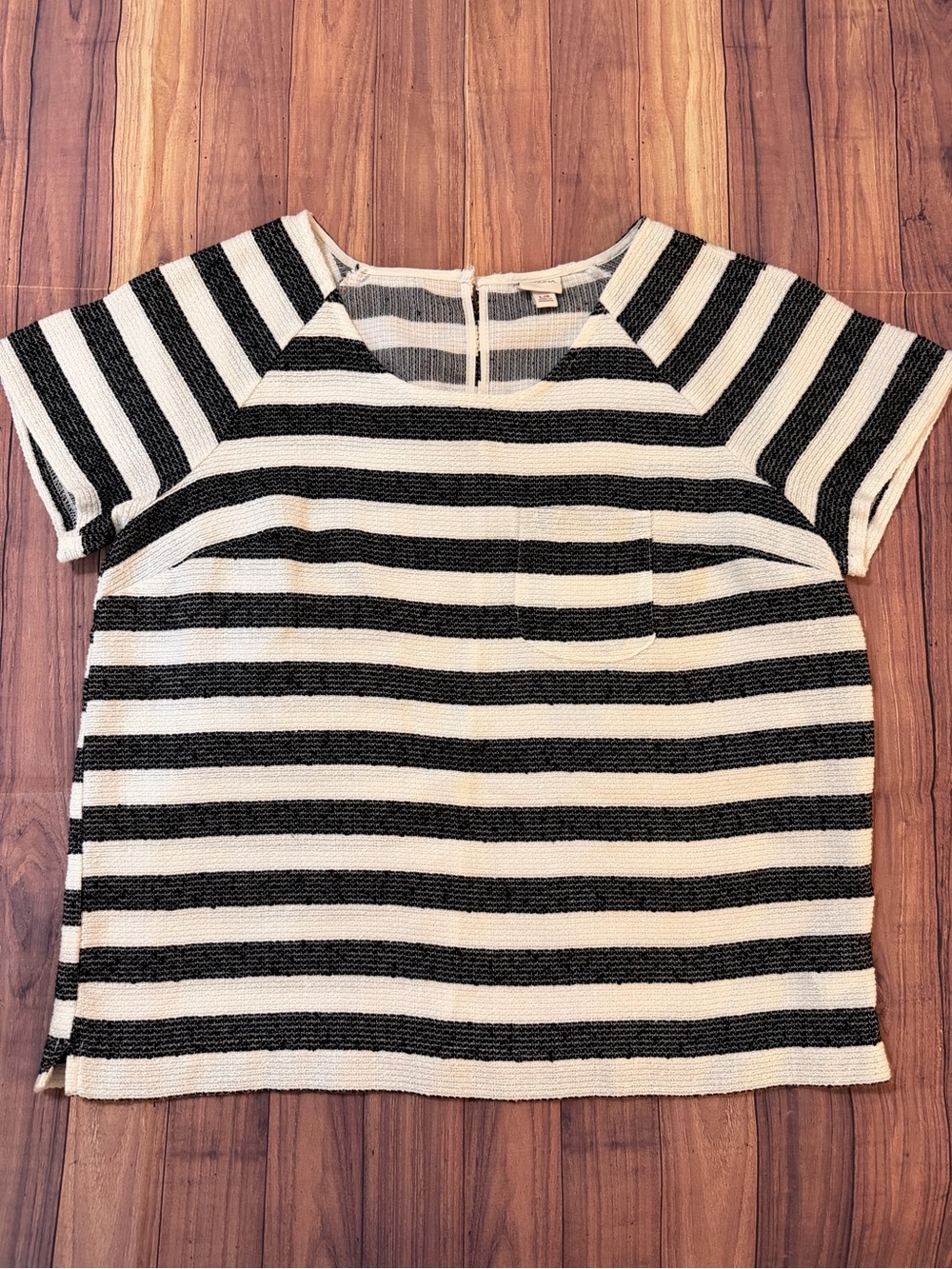 Merona Black and White Striped Short Sleeve Top